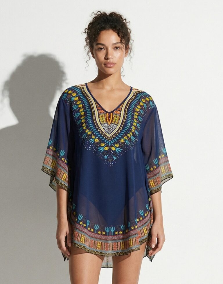 Dark blue kaftan - плажна туника