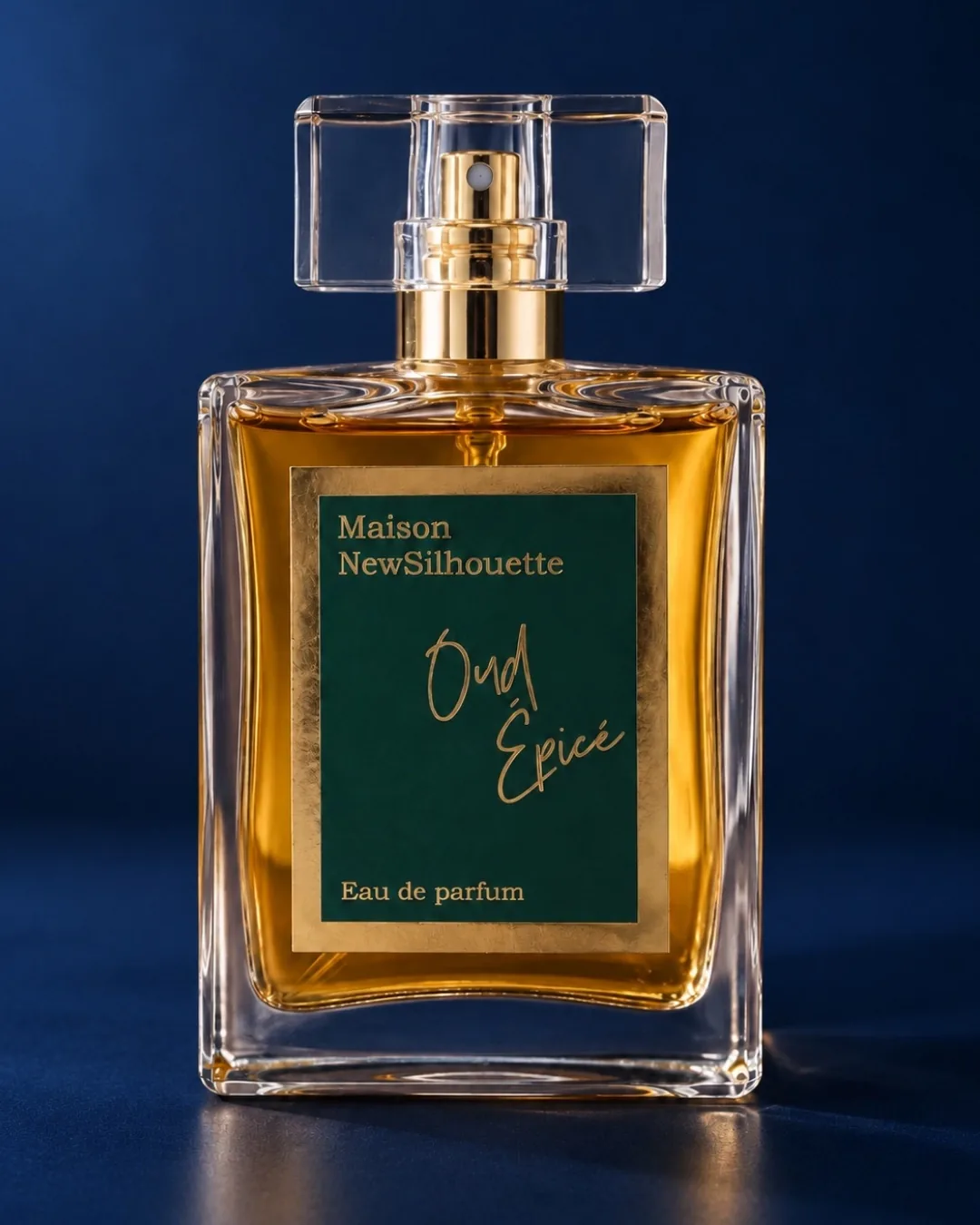 Флакон Oud Épicé на тъмносин фон